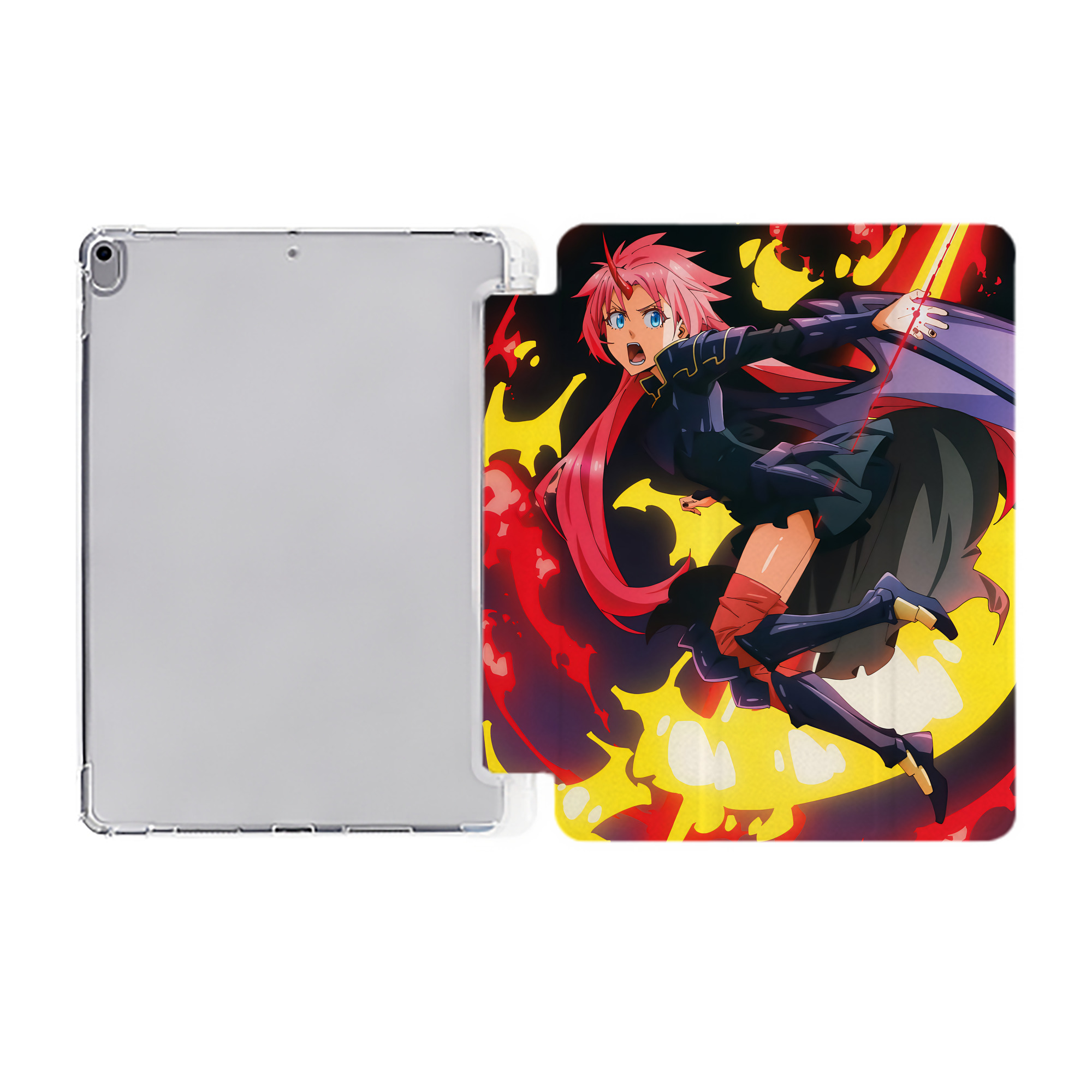 （画像用） 転スラ Regarding Reincarnated to Slime IPad ケース ペン収納付き 三つ折りスタンド PUレザー×シリコン 対応機種9.5/10.5/10.9インチ